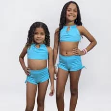 Conjunto Biquini Infantil Com Short Proteção Uv 50+ Praia Piscina 2 Peças 2 ao 14 anos