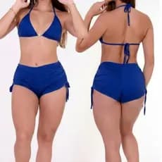 Conjunto Bíquini Com Bojo Sunkini Piscina Short com Ajustes nas Laterais Amarrar Forrado Moda Praia CONFORTAVEL