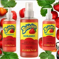 1 Kit Feminino Body Splash Bubbaloo Morangoo 200Ml + 1 Hidratante 200ML + 1 Sabonete Líquido 200Ml