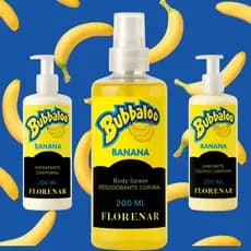 1 Kit Feminino Body Splash Bubbaloo Banana 200Ml + 1 Hidratante 200ML + 1 Sabonete Líquido 200Ml