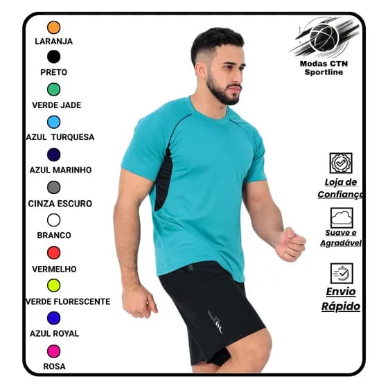 Camiseta Camisa Blusa DryFit Masculina Lisa Treino Academia Corrida Casual Esportes Confortável
