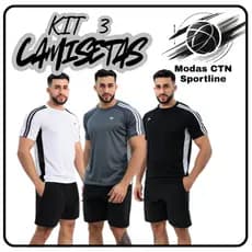 Kit 3 Camiseta Blusa Dry Fit Masculina Manga Curta Fitness Academia Corrida CrossFit Poliester