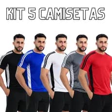 KIT 5 Camisetas Masculinas Dryfit Esportiva Treino Academia Corrida Casual Fitness Poliester