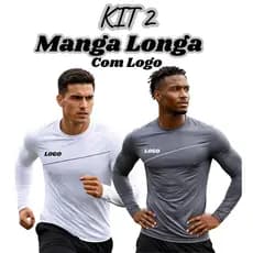 KIT 2 Camiseta Blusas Manga Longa Dry Fit Esportiva Treino Academia Slim Fitness