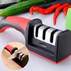 Afiador Amolador De Facas Tesouras 4 em 1 Inox Profissional Manual Afia Amola Restaura Laminas