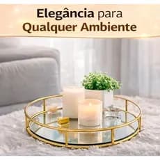 Bandeja Decorativa   Com Espelho Redonda Ou Quadrada - Bandeja para Perfumes Maquiagem Lavabo Banheiro Sala e Quarto