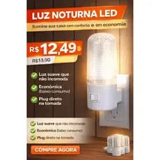 Luminária LED Noturna Tomada Bivolt Abajur Econômico Luz Suave Quarto Corredor