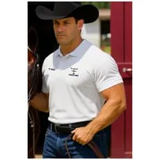 Camiseta Polo Masculina Camisa Polo Blusa Texas Farm Camisa de Peao Camiseta Cowboy