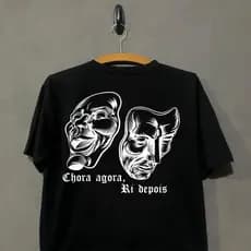 Camiseta Streetwear Chora Agora Ri Depois Oversized Algodão