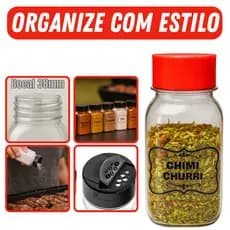 Kit Porta Tempero Pote Plástico 200ml Qualidade Altíssima Organização Tampa Dosadora dupla
