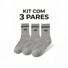 Kit 3 Pares de Meias Cinza Para Academia Fitness Algodão Premium Unissex