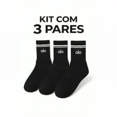 Kit 3 Pares de Meias Preta Para Academia Fitness Algodão Premium Unissex