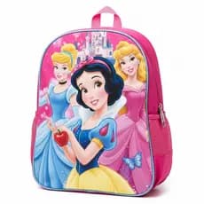 Mochila Princesas Rosa: Bela, Branca e Cinderela!