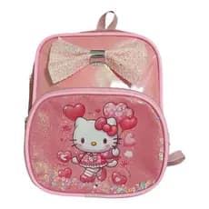Mini Mochila Infantil Hellô Kitty Rosa com Laço Brilho Foil e Detalhes Cute  ideal escola ou Passeio