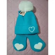 Kit cachecol + Touca de Inverno Infantil tricô Quente Macio touca com. Pompom cachecol Infantil