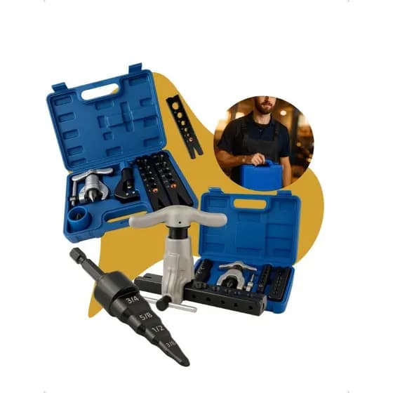 Flangeador Excêntrico 1/4 a 3/4 com Cortador para Tubos de Cobre e Alumínio, Alta Precisão e Durabilidade