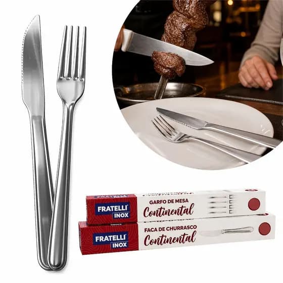 Jogo De Garfo Faca Inox 48 Peças Bar Restaurante Buffet Prateado