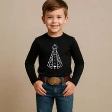 Camisa Uv Infantil Nossa Senhora Aparecida Manga Longa Proteção Térmica