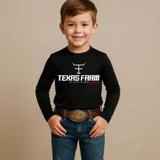 Camisa Uv Infantil Texas Farm Manga Longa Proteção Térmica