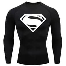 Camisa Compressão Proteção Uv 50+ Estampada Tecido Gelado Segunda Pele Manga Longa Super Man Super Homem Rash Guard