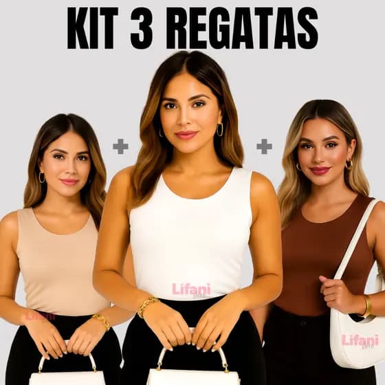 Kit 3 Regata Feminina Blusinha Básica Com Forro Duplo Suplex Regatinha Estilosa Elegante Verão