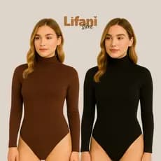 Kit 2 Body Feminino Gola Alta Manga Longa Cacharrel Segunda Pele Forrado Suplex Justo e Confortável