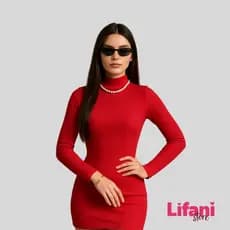 Vestido Feminino Tubinho Canelado Manga Longa Gola Alta Frio Inverno Outono