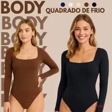 Body Manga Longa Decote Quadrado Suplex Forro Duplo Collant