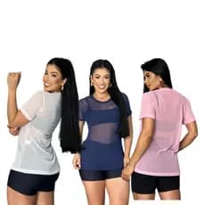 kit 3 Blusa de Tule Academia Fitness
