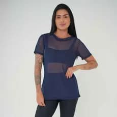 Blusa Feminina de Tule Transparente com Manga Roupa de Academia Moda fitness
