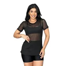 Blusa de Academia Fitness Tule Feminina