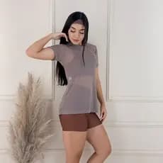 Blusa Feminina de Tule Transparente Academia Fitness Camisão Fitness