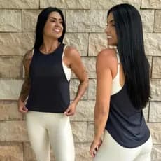 Regata Feminia Dry Fit Telinha Academia Treino Respirável Tampa Bumbum Veste Legging