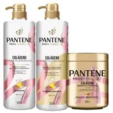 KIT Pantene Shampoo 510ml + Condicionador 510ml + Máscara 550ml Colágeno