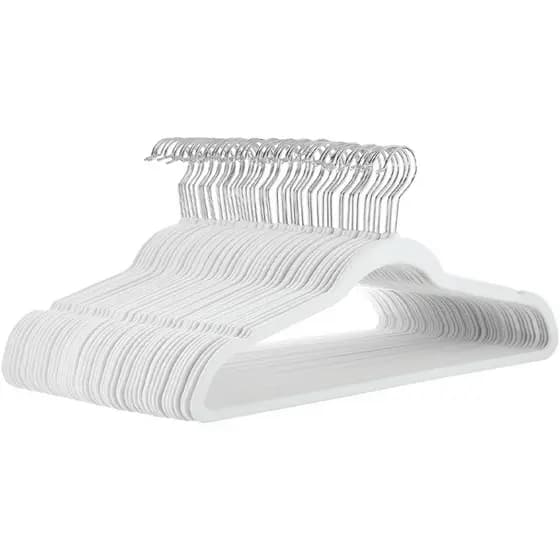 Kit 50 Cabides De Veludo Branco Yikasa