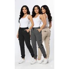 Calça Feminina Jogger Elastano Premium Tendência Bolso Lateral Elástico