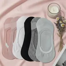 Kit 3/6/12 Pares de Meias Femininas Invisíveis de Algodão – Antiderrapante com Silicone – Tamanho 35-40