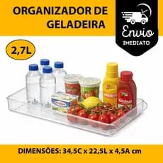 Cesto Organizador de Geladeira Cristal - 34,5 x 22,5 x 4,5 - 2,7cm - 2,7 LT