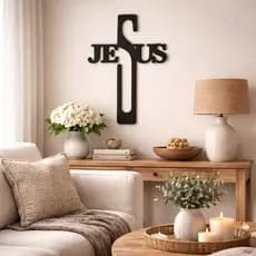 Cruz Decorativa “Jesus” de Parede – Design Moderno e Elegante 22cm