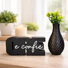Kit Decorativo ORE e CONFIE com Vasinho e Planta Artificial – Decoração Religiosa Moderna