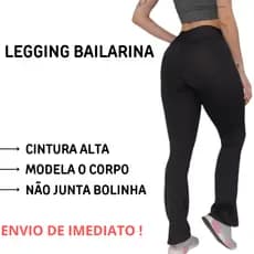 Calça Bailarina Feminina Calça Legging Feminina Legging Flare Legging Preta cintura alta