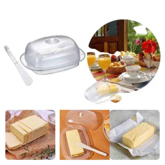 Manteigueira Cristal Com Espátula Acrílico Tampa Com Puxador Linha Premium