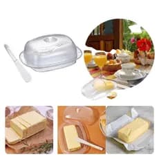 Manteigueira Cristal Com Espátula Acrílico Tampa Com Puxador Linha Premium