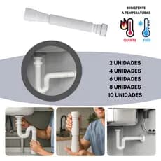 Sifão Tubo Universal Sanfonado Ajustável Para Lavatório/Pia/Tanque,70cm Suporta Água Quente e Fria