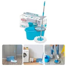 Mop Giratório13L Redondo  360º Esfregão 3 Em 1 Cabo Inox Balde Com rodinha Linha Premium