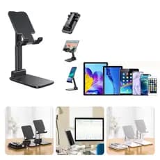 Suporte Para Celular Preto e Branco  Tablet Dobrável Ajustável Apoio De Mesa