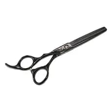 Tesoura Preta 440c Umi Canhoto Desbaste Invertido 6 Polegada