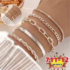 5pcs pulseiras em aço inoxidável hipoalergênico não escurece a prova d’água