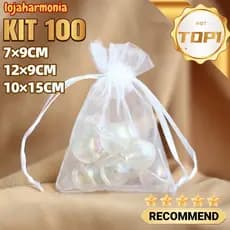 Kit 10/25/50/100 Un Saco Saquinho Organza 7x9 9x12 10x15 Branco Lembrancinhas Festa Casamento