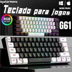 Teclado para jogos com fio 61-Key RGB Backlight Mini Compact USB Cabo de alimentação plugável-LJ